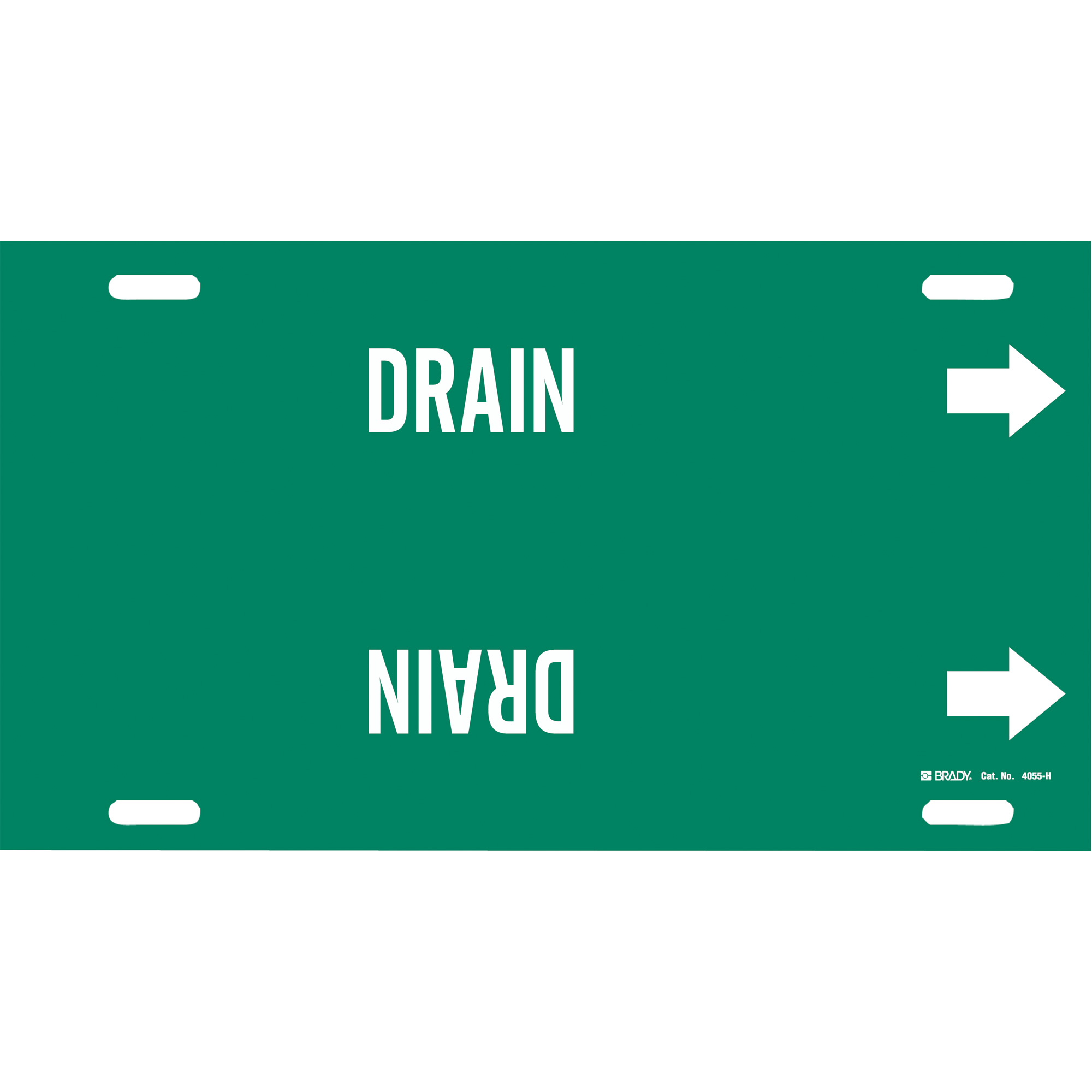 Marqueur de tuyau «Drain», À attacher, 10" h x 32" la, Blanc/vert