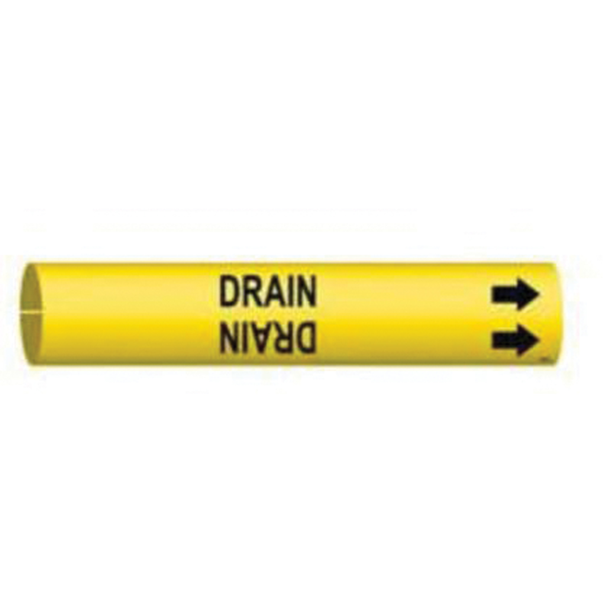 Marqueur de tuyau «Drain», À pression, 13/16" h x 13/16" la, Noir sur jaune