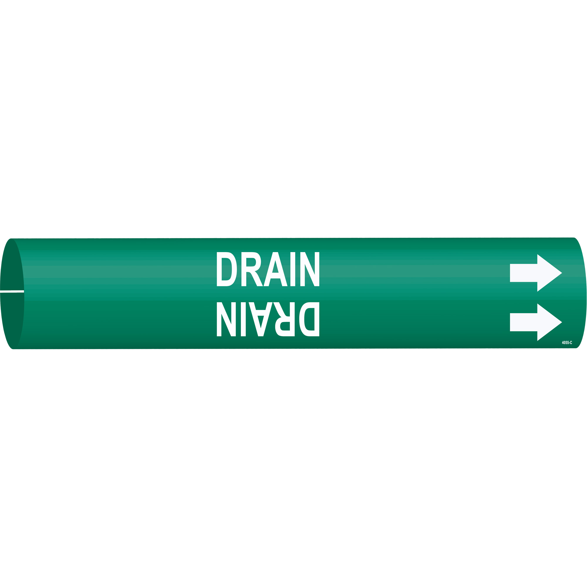 Marqueur de tuyau «Drain», À pression, 2" h x 2" la, Blanc/vert