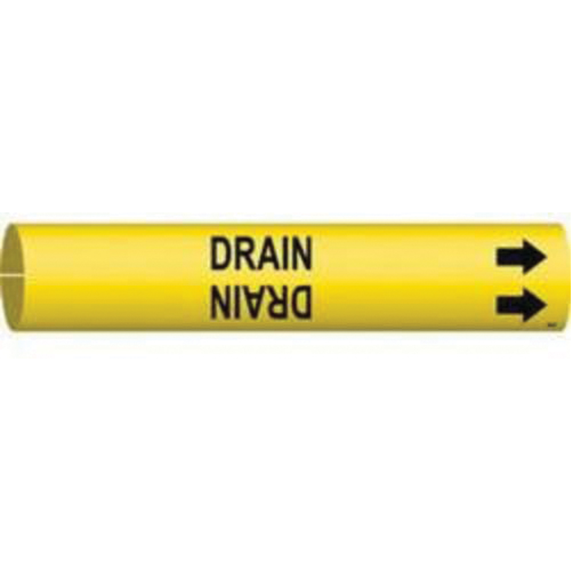 Marqueur de tuyau «Drain», À pression, 2" h x 2" la, Noir sur jaune