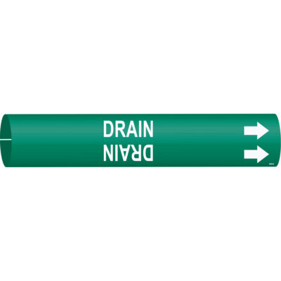 Marqueur de tuyau «Drain», À pression, 7/8" h x 7/8" la, Blanc/vert