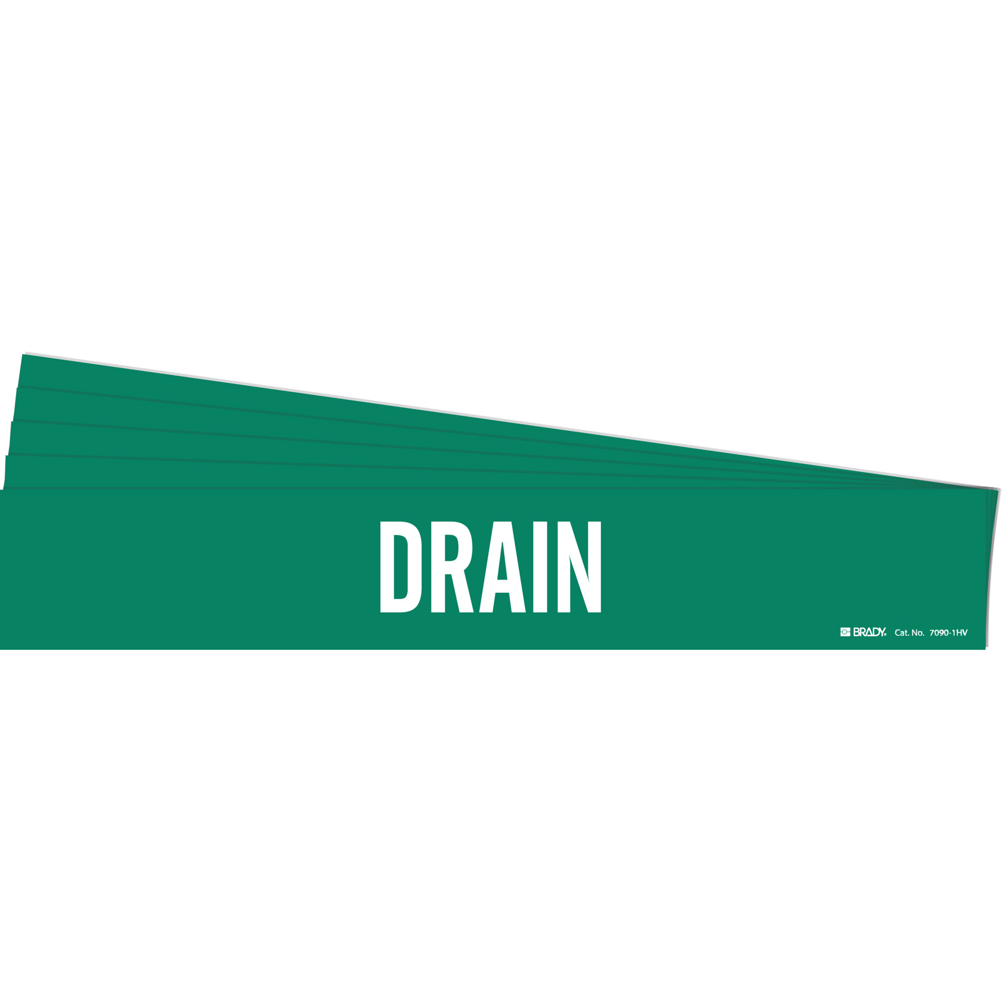 Marqueur de tuyau «Drain», Autocollant, 4" h x 24" la, Blanc/vert