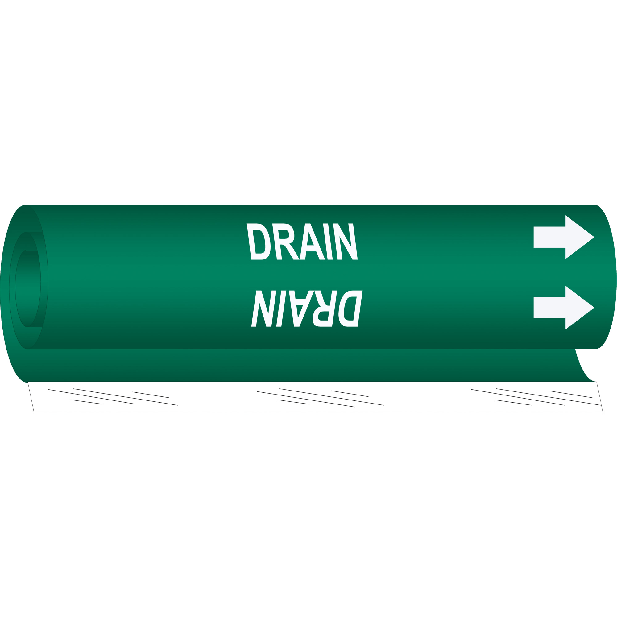 Marqueur de tuyau «Drain», Enveloppant, 26" h x 12" la, Blanc/vert