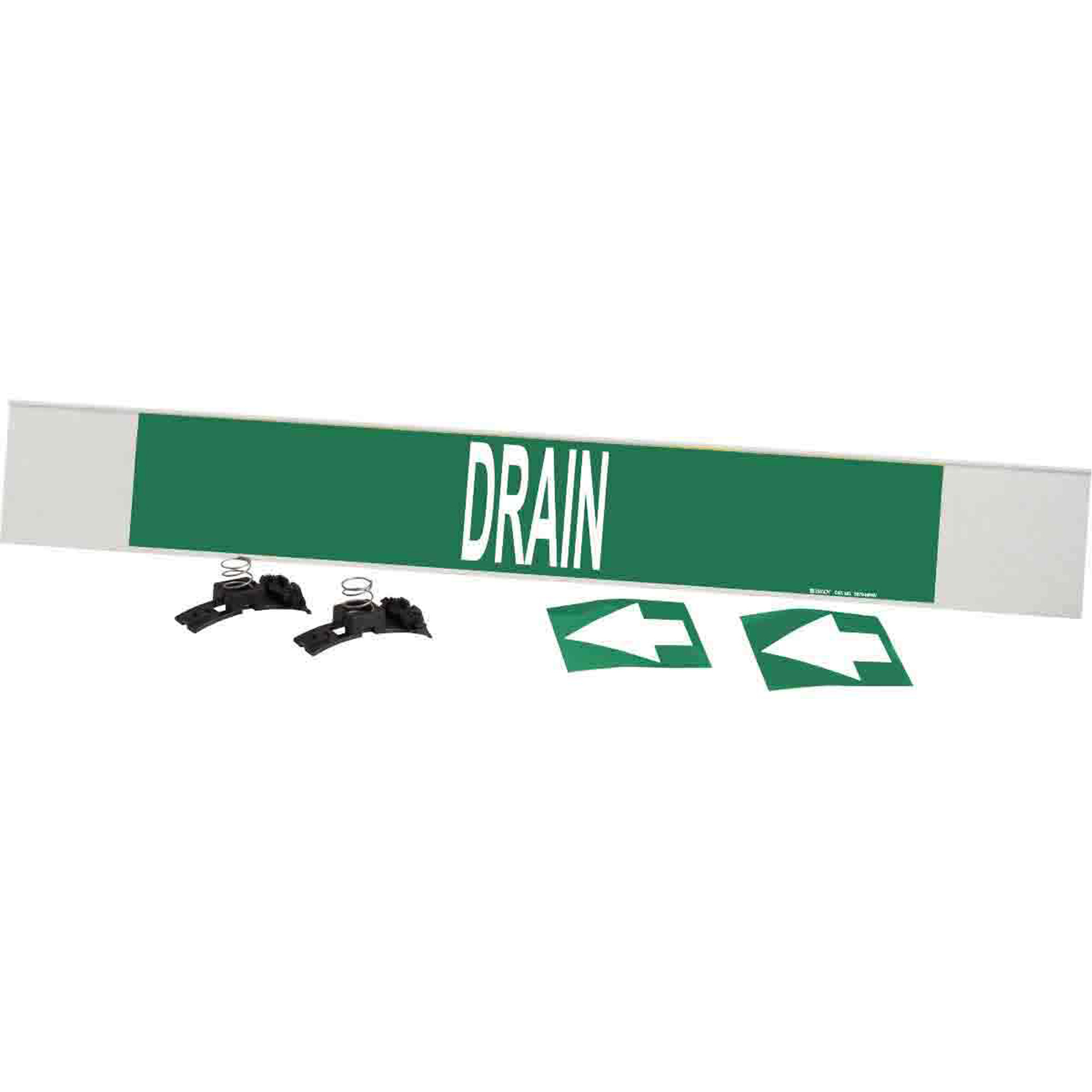 Marqueur de tuyau «Drain», Transporteur en fibre de verre avec agrafes, 4" h x 24" la, Blanc/vert