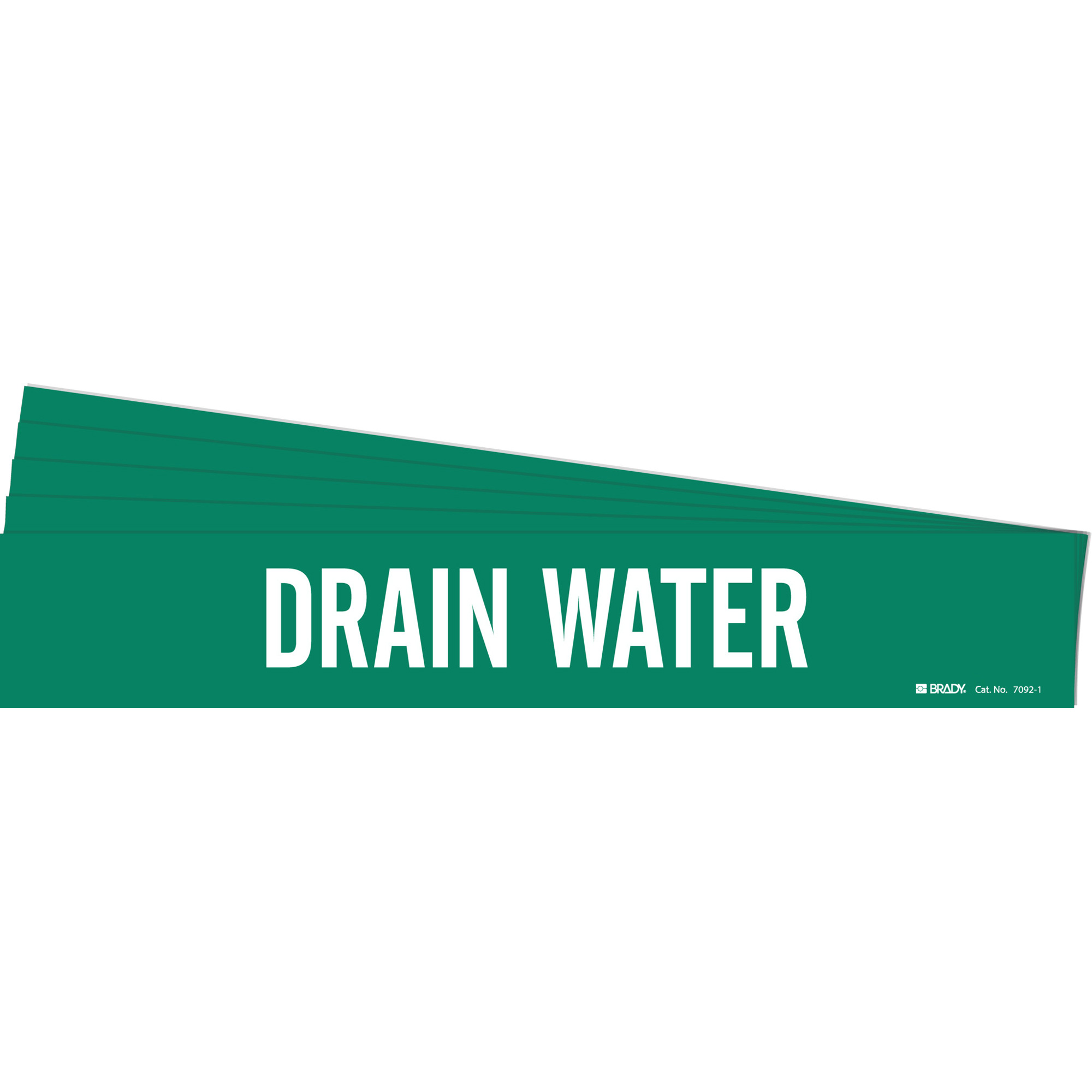 Marqueur de tuyau «Drain Water», Autocollant, 2-1/4" h x 14" la, Blanc/vert