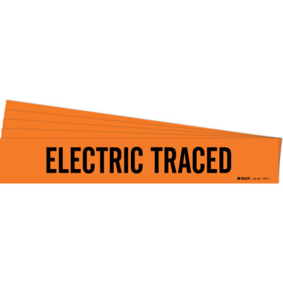 Marqueur de tuyau «Electric Traced», Autocollant, 2-1/4" h x 14" la, Noir/orange