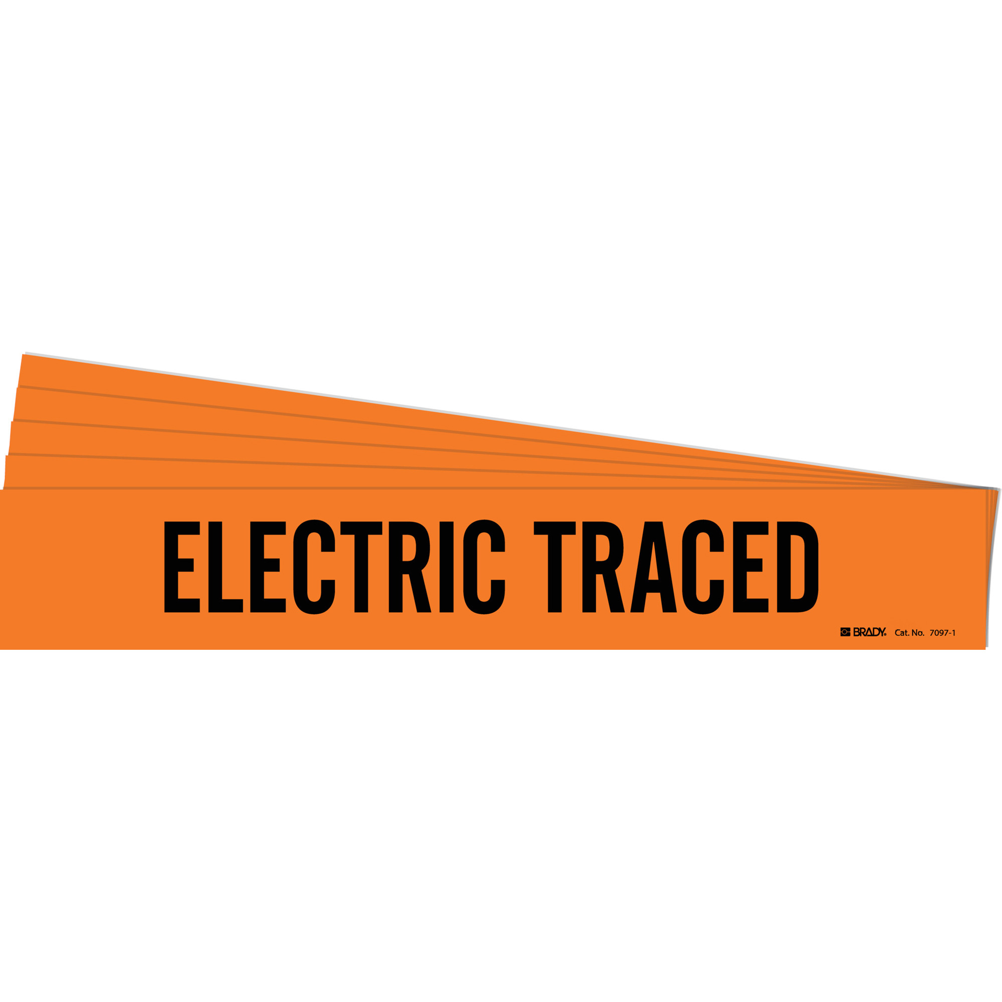 Marqueur de tuyau «Electric Traced», Autocollant, 2-1/4" h x 14" la, Noir/orange
