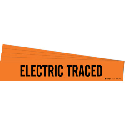 Marqueur de tuyau «Electric Traced», Autocollant, 4" h x 24" la, Noir/orange