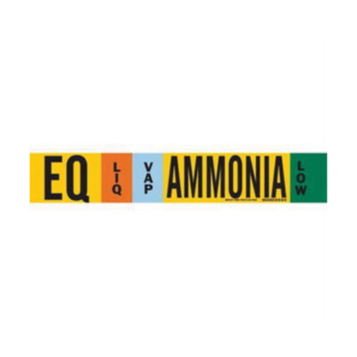 Marqueur de tuyau «EQ Liq/Vap Ammonia Low» pour l'ammoniac (IIAR), Transporteur en fibre de verre avec agrafes, 4" h x 24" la, Noir sur jaune