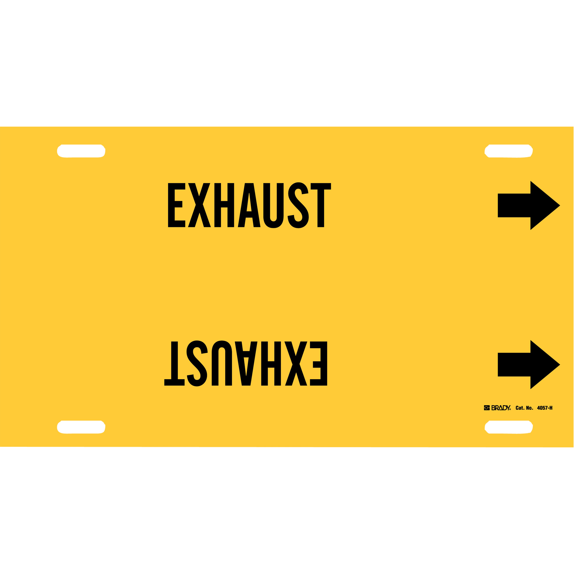 Marqueur de tuyau «Exhaust», À attacher, 10" h x 32" la, Noir sur jaune