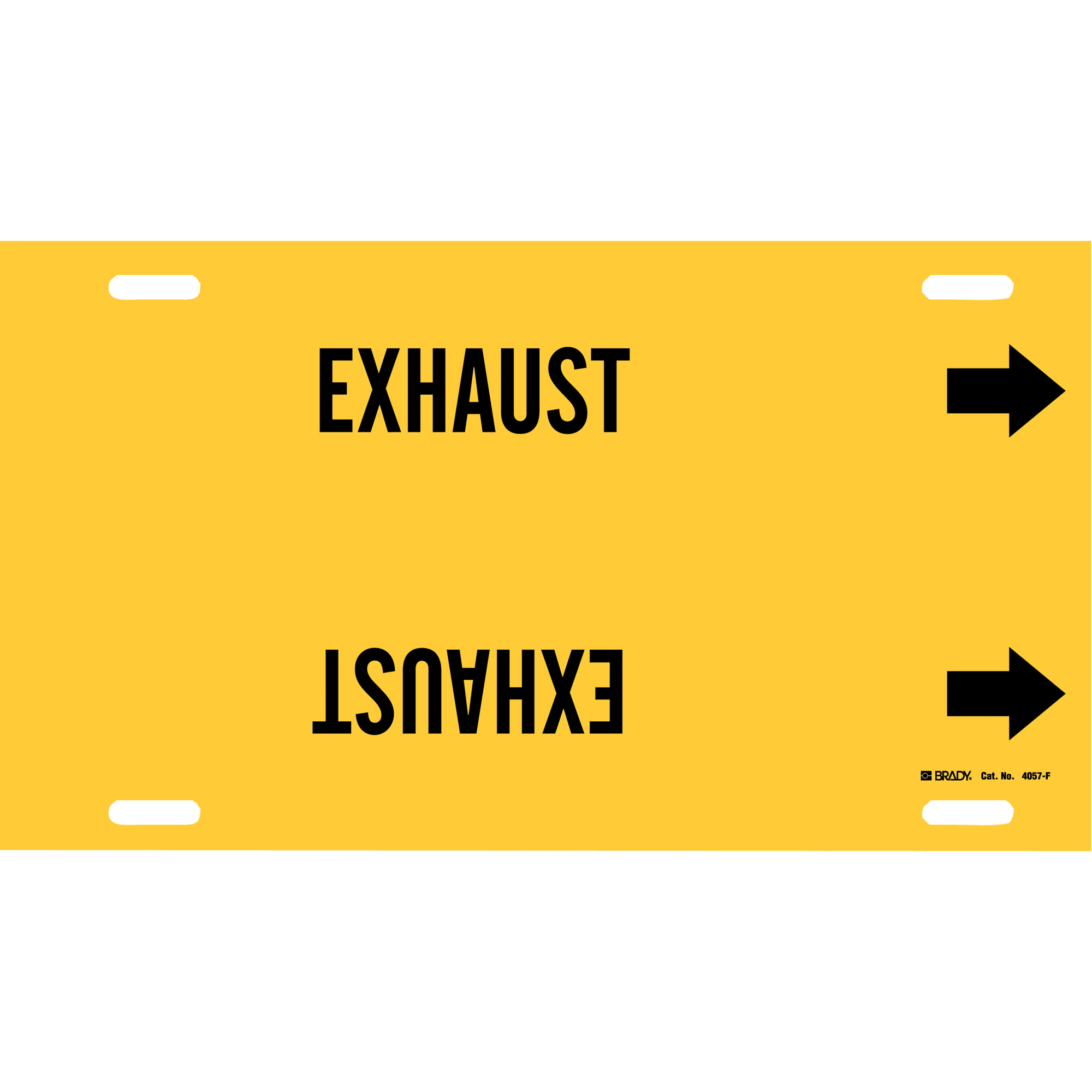 Marqueur de tuyau «Exhaust», À attacher, 8" h x 16" la, Noir sur jaune