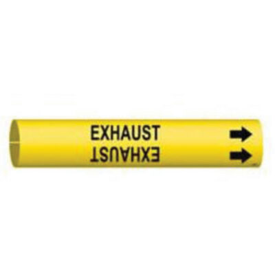 Marqueur de tuyau «Exhaust», À pression, 2-13/16" h x 2-13/16" la, Noir sur jaune