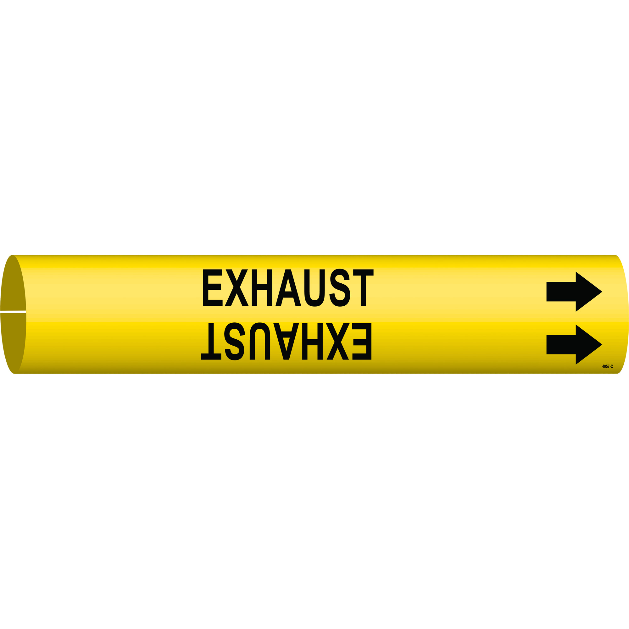 Marqueur de tuyau «Exhaust», À pression, 2" h x 2" la, Noir sur jaune