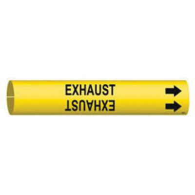 Marqueur de tuyau «Exhaust», À pression, 7/8" h x 7/8" la, Noir sur jaune