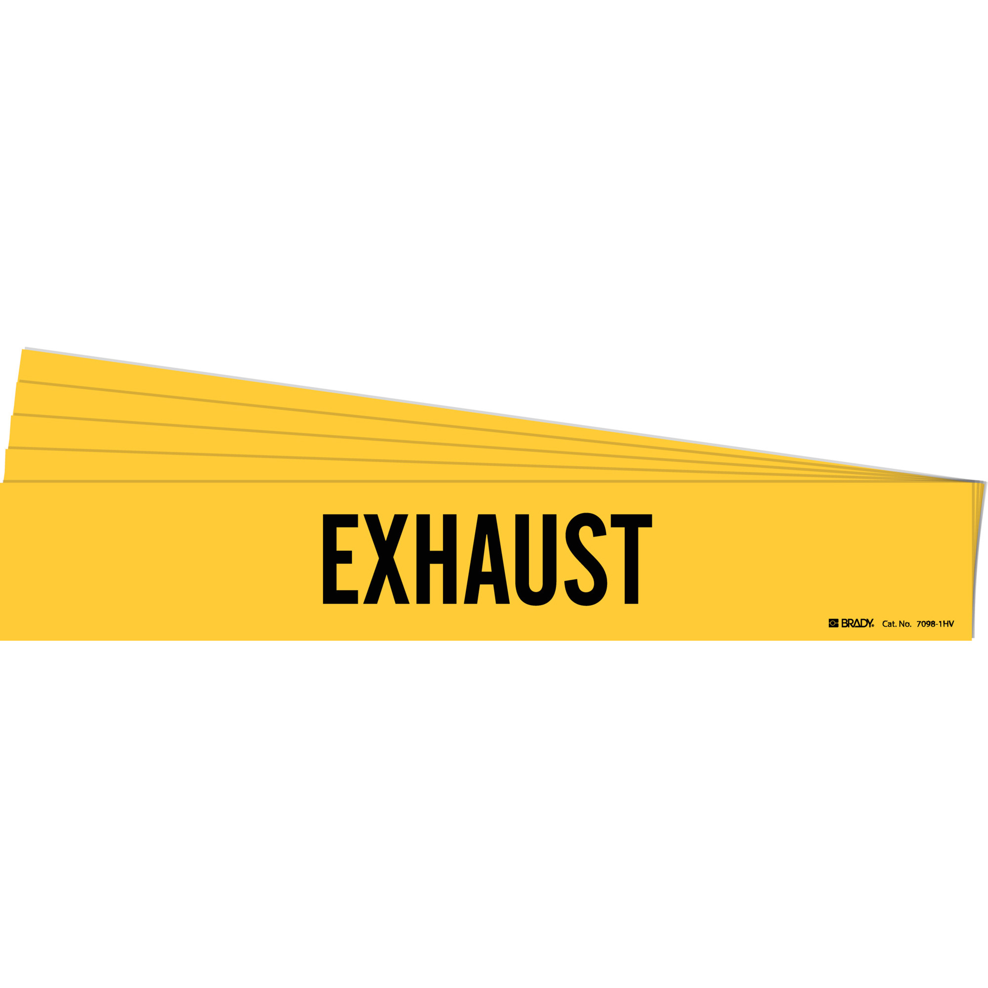 Marqueur de tuyau «Exhaust», Autocollant, 4" h x 24" la, Noir sur jaune