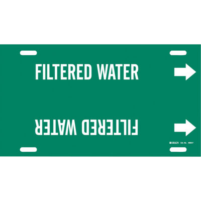 Marqueur de tuyau «Filtered Water», À attacher, 8" h x 16" la, Blanc/vert