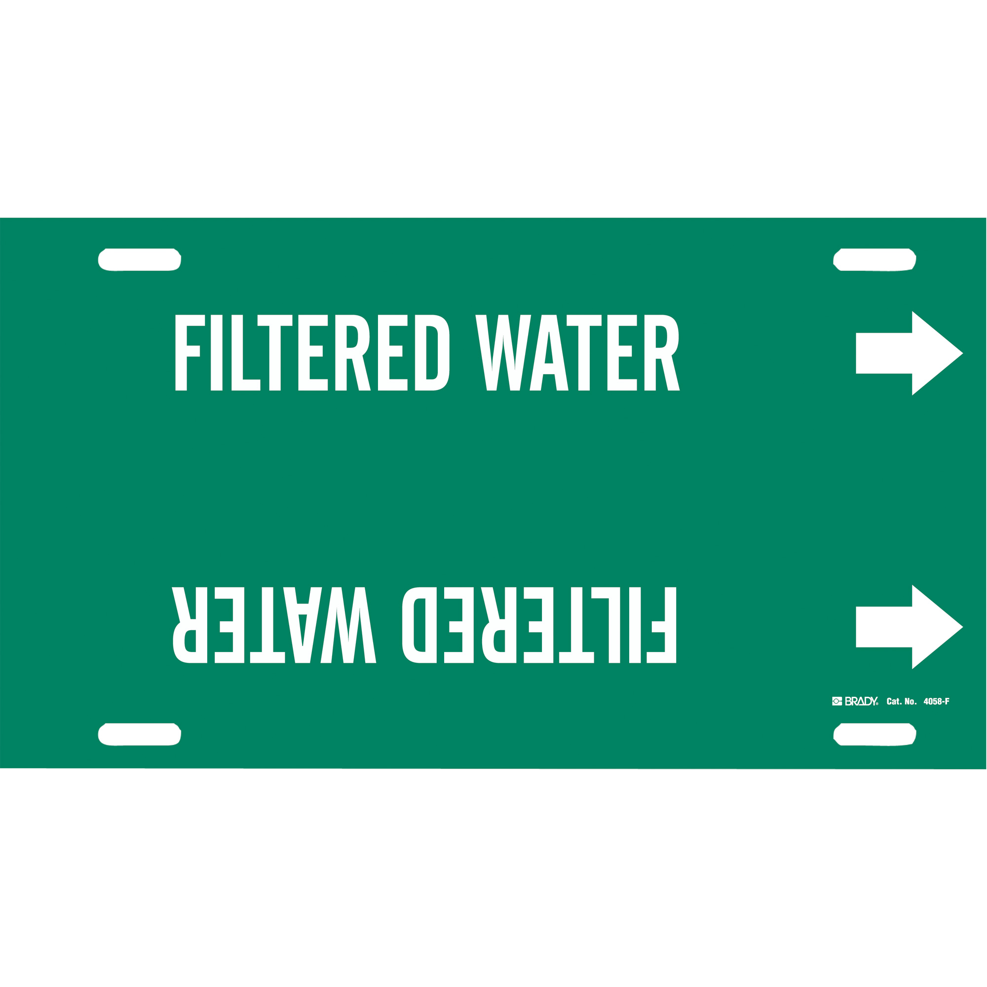 Marqueur de tuyau «Filtered Water», À attacher, 8" h x 16" la, Blanc/vert