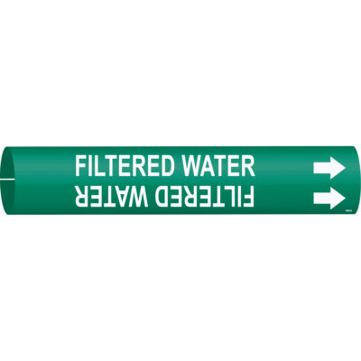 Marqueur de tuyau «Filtered Water», À pression, 2-13/16" h x 2-13/16" la, Blanc/vert