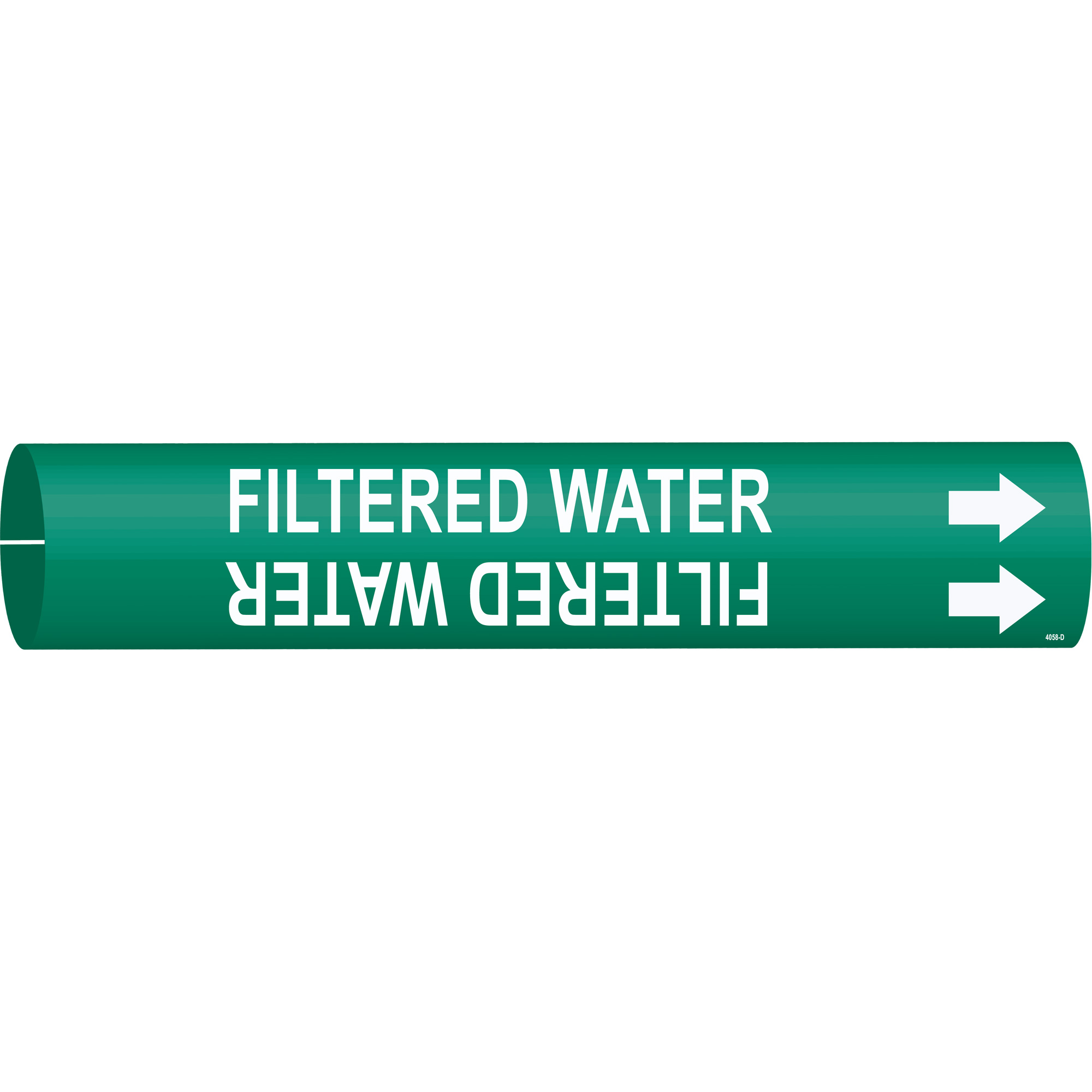 Marqueur de tuyau «Filtered Water», À pression, 2-13/16" h x 2-13/16" la, Blanc/vert