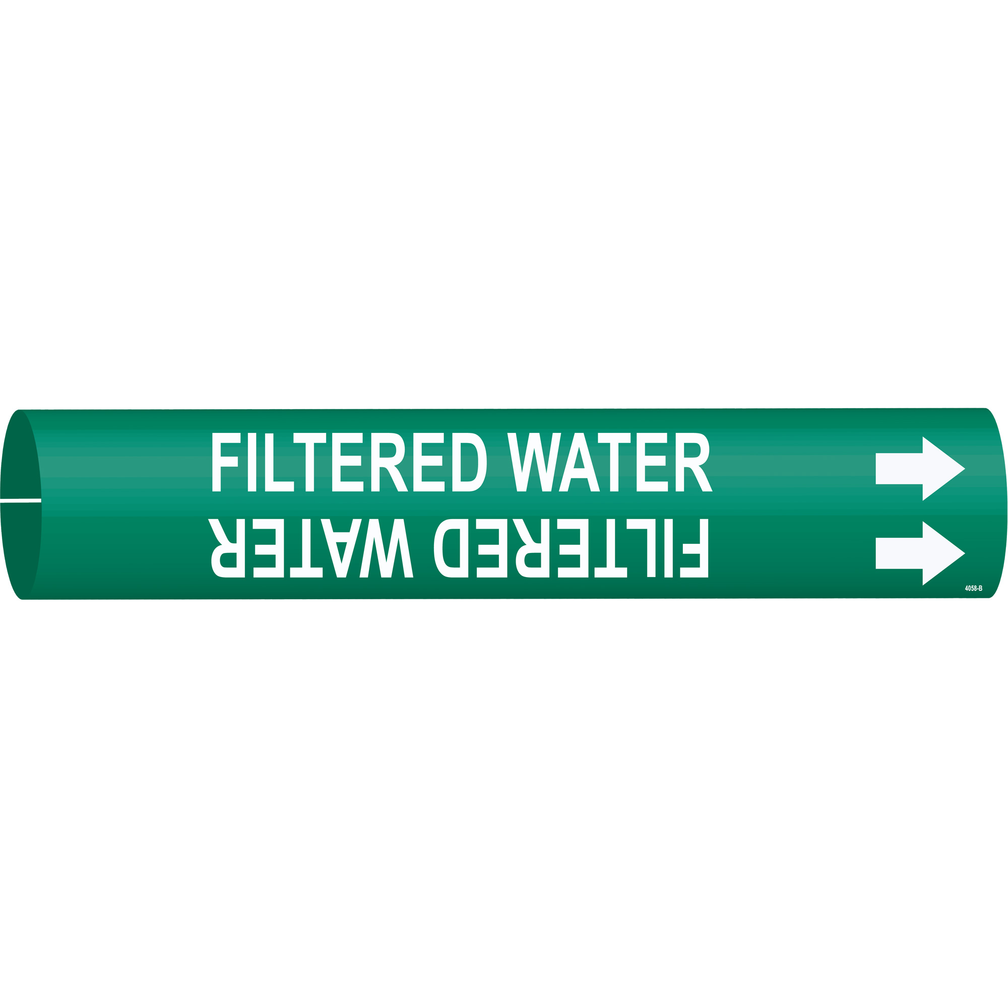 Marqueur de tuyau «Filtered Water», À pression, 7/8" h x 7/8" la, Blanc/vert