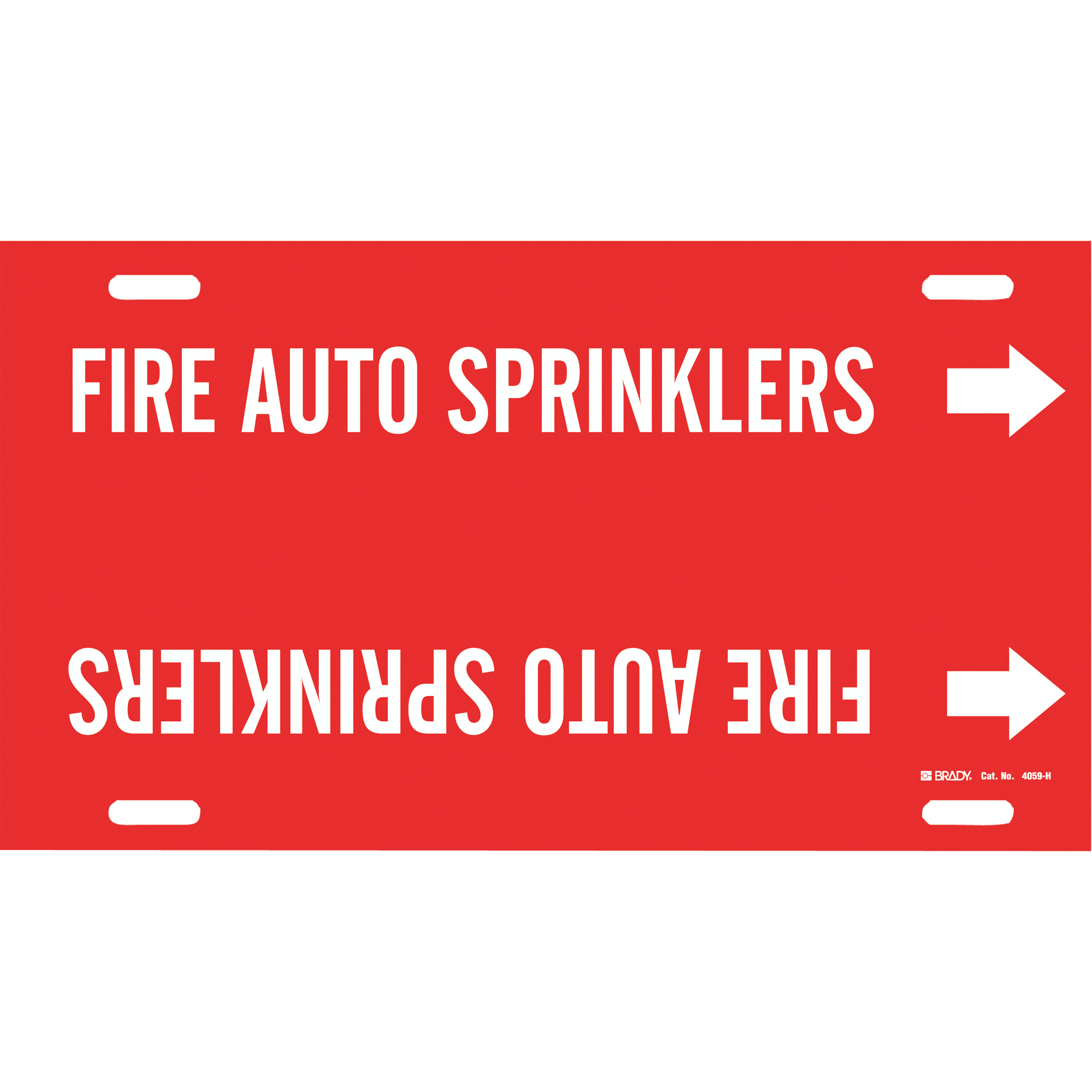 Marqueur de tuyau «Fire Auto Sprinklers», À attacher, 10" h x 32" la, Blanc/rouge