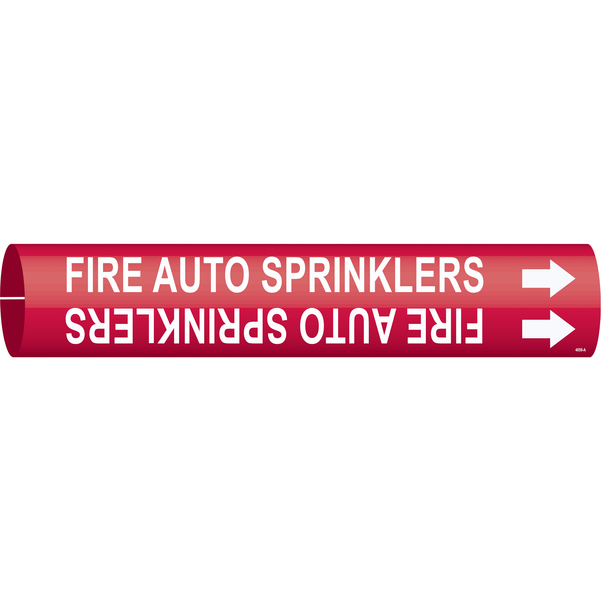 Marqueur de tuyau «Fire Auto Sprinklers», À pression, 13/16" h x 13/16" la, Blanc/rouge