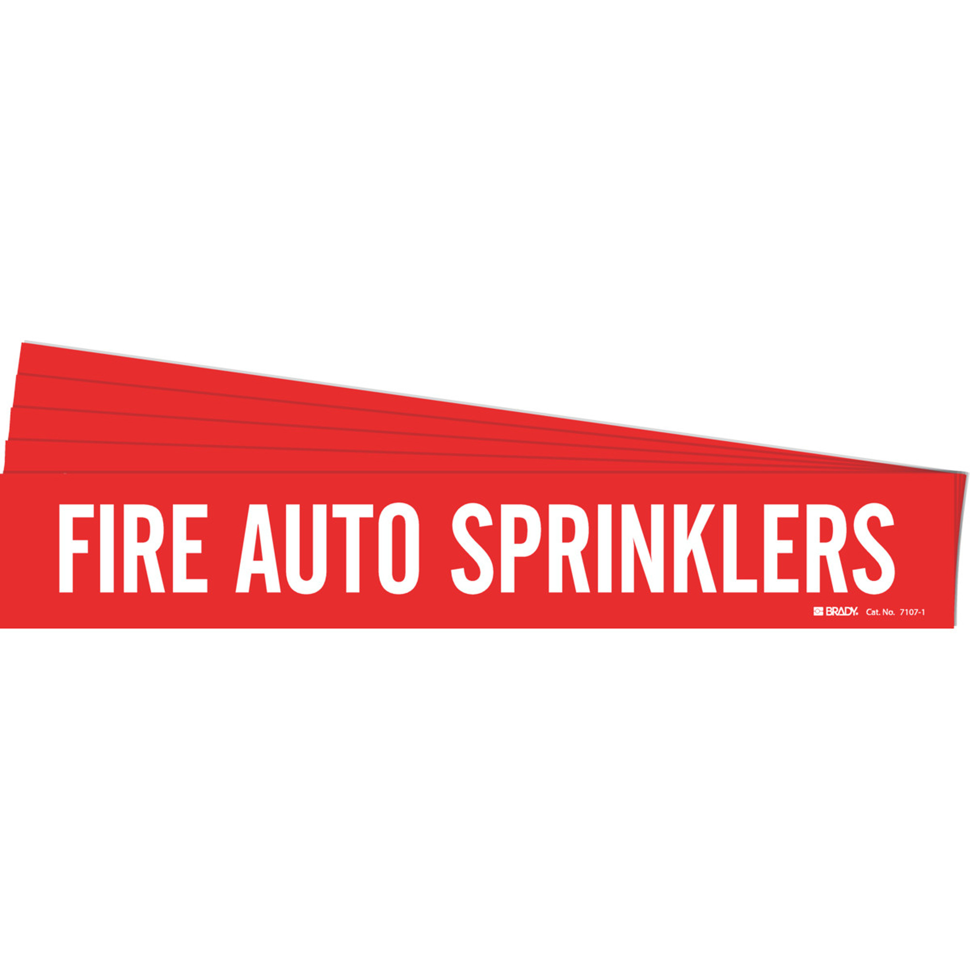 Marqueur de tuyau «Fire Auto Sprinklers», Autocollant, 2-1/4" h x 14" la, Blanc/rouge