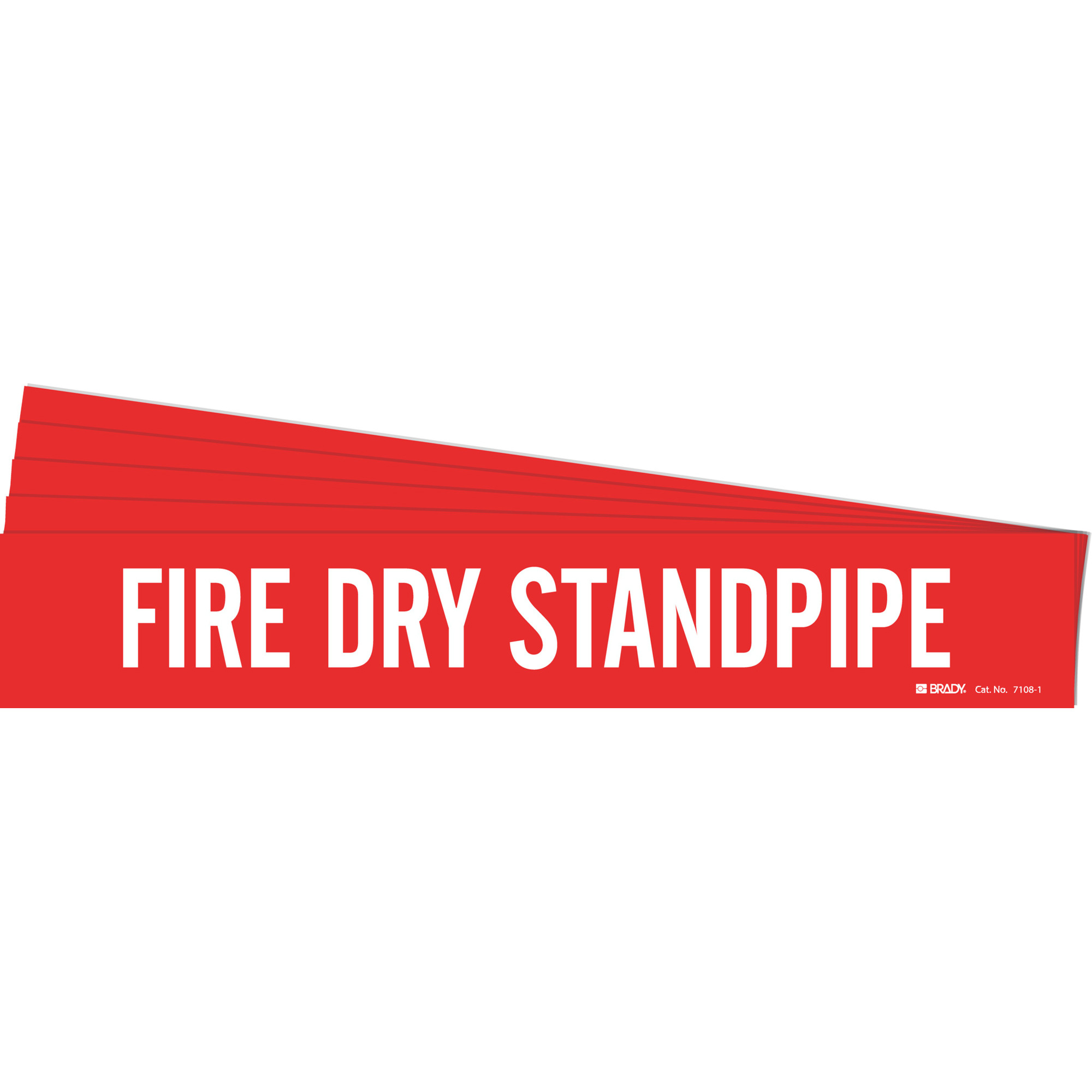 Marqueur de tuyau «Fire Dry Standpipe», Autocollant, 2-1/4" h x 14" la, Blanc/rouge