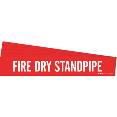 Marqueur de tuyau «Fire Dry Standpipe», Autocollant, 4" h x 24" la, Blanc/rouge