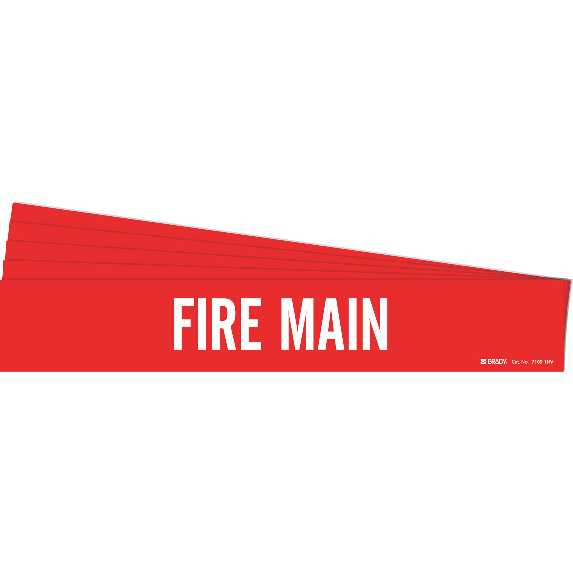 Marqueur de tuyau «Fire Main», Autocollant, 4" h x 24" la, Blanc/rouge