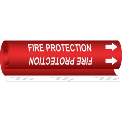 Marqueur de tuyau «Fire Protection», Enveloppant, 26" h x 12" la, Blanc/rouge