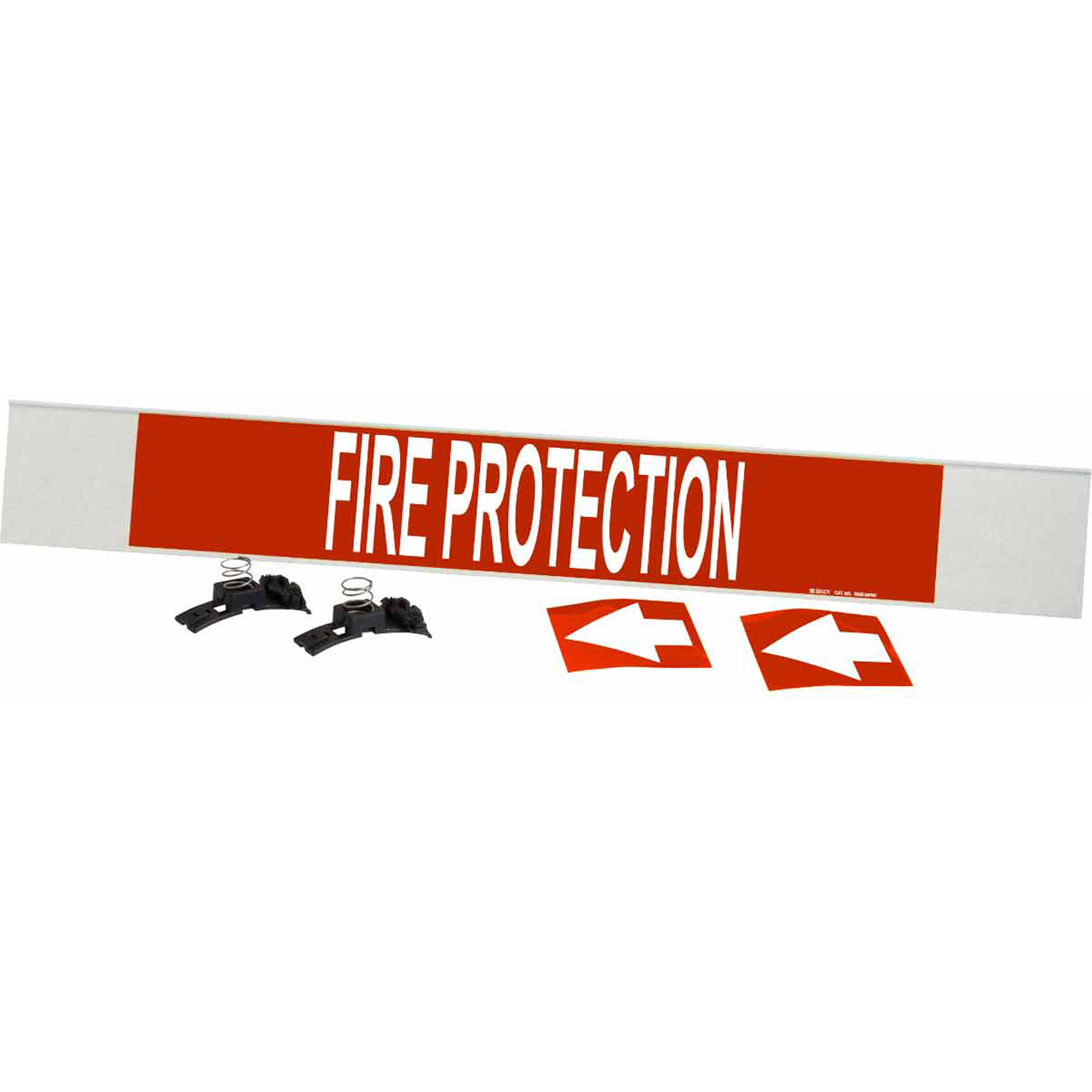 Marqueur de tuyau «Fire Protection», Transporteur en fibre de verre avec agrafes, 4" h x 24" la, Blanc/rouge