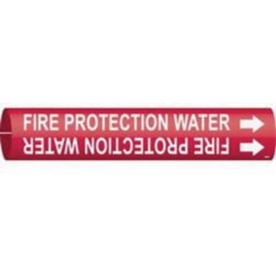 Marqueur de tuyau «Fire Protection Water», À pression, 13/16" h x 13/16" la, Blanc/rouge