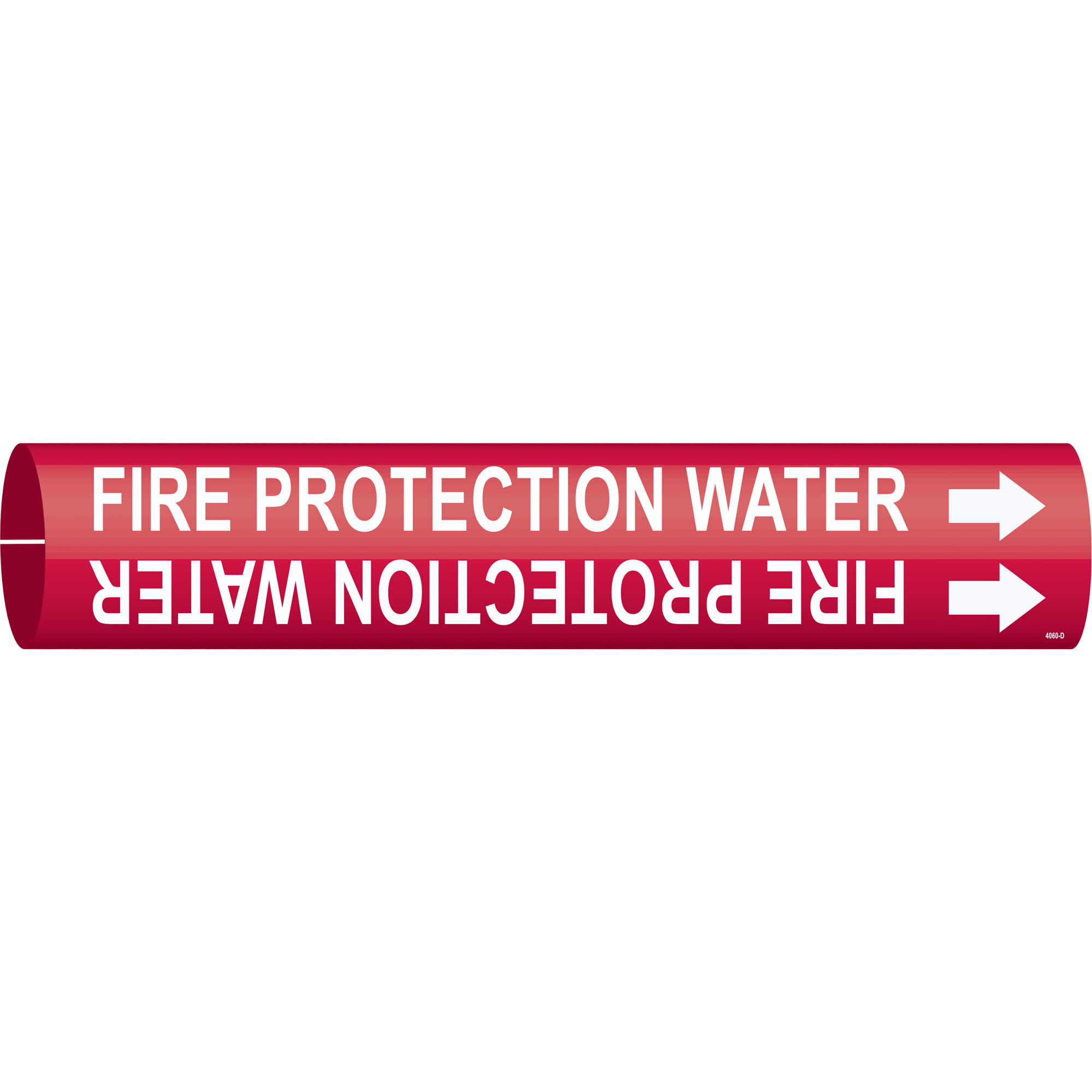 Marqueur de tuyau «Fire Protection Water», À pression, 2-13/16" h x 2-13/16" la, Blanc/rouge