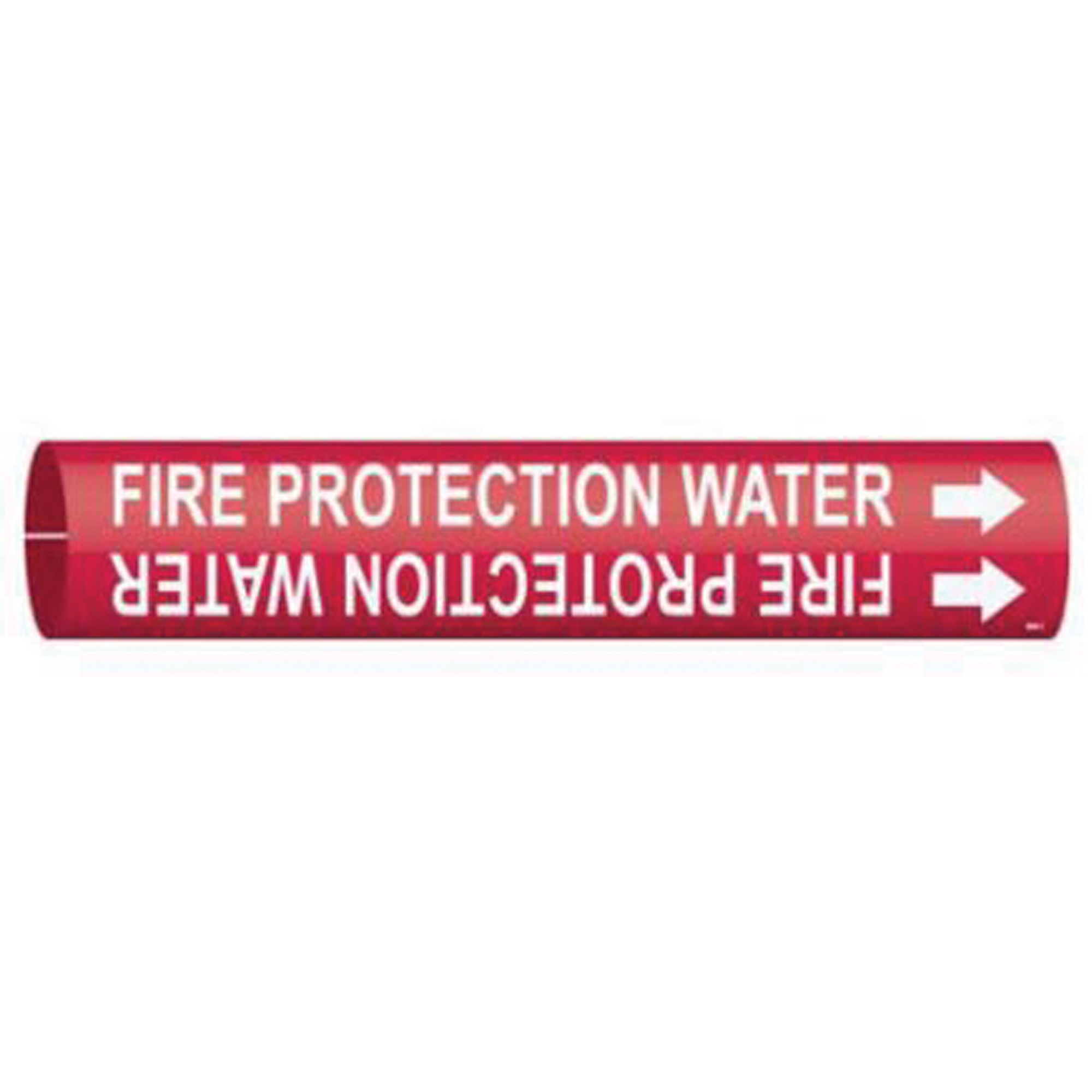 Marqueur de tuyau «Fire Protection Water», À pression, 2" h x 2" la, Blanc/rouge