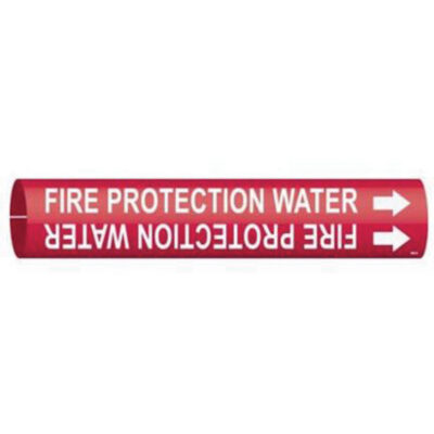 Marqueur de tuyau «Fire Protection Water», À pression, 7/8" h x 7/8" la, Blanc/rouge
