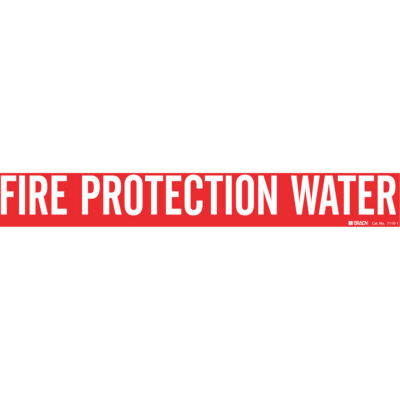 Marqueur de tuyau «Fire Protection Water», Autocollant, 2-1/4" h x 14" la, Blanc/rouge