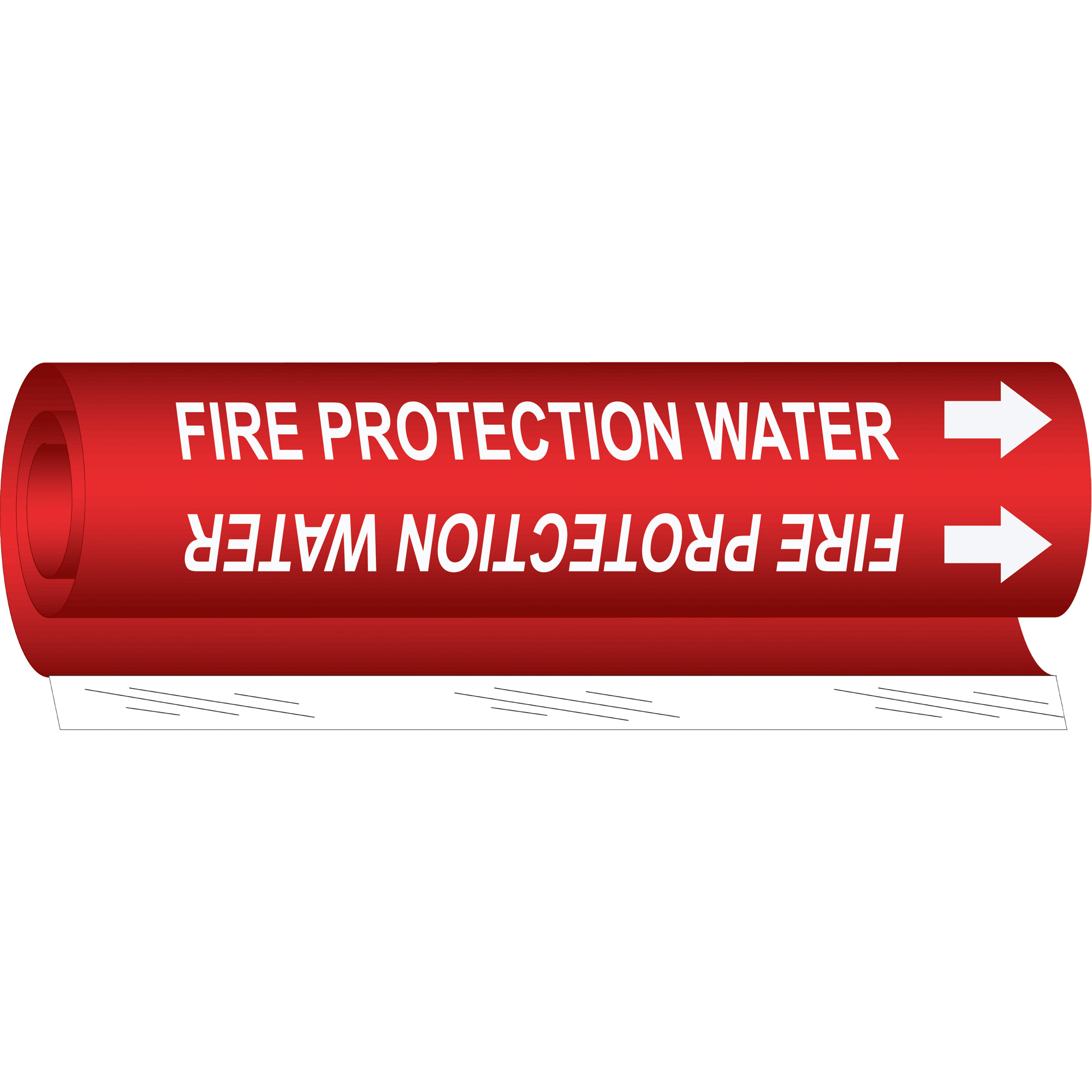 Marqueur de tuyau «Fire Protection Water», Enveloppant, 9" h x 8" la, Blanc/rouge