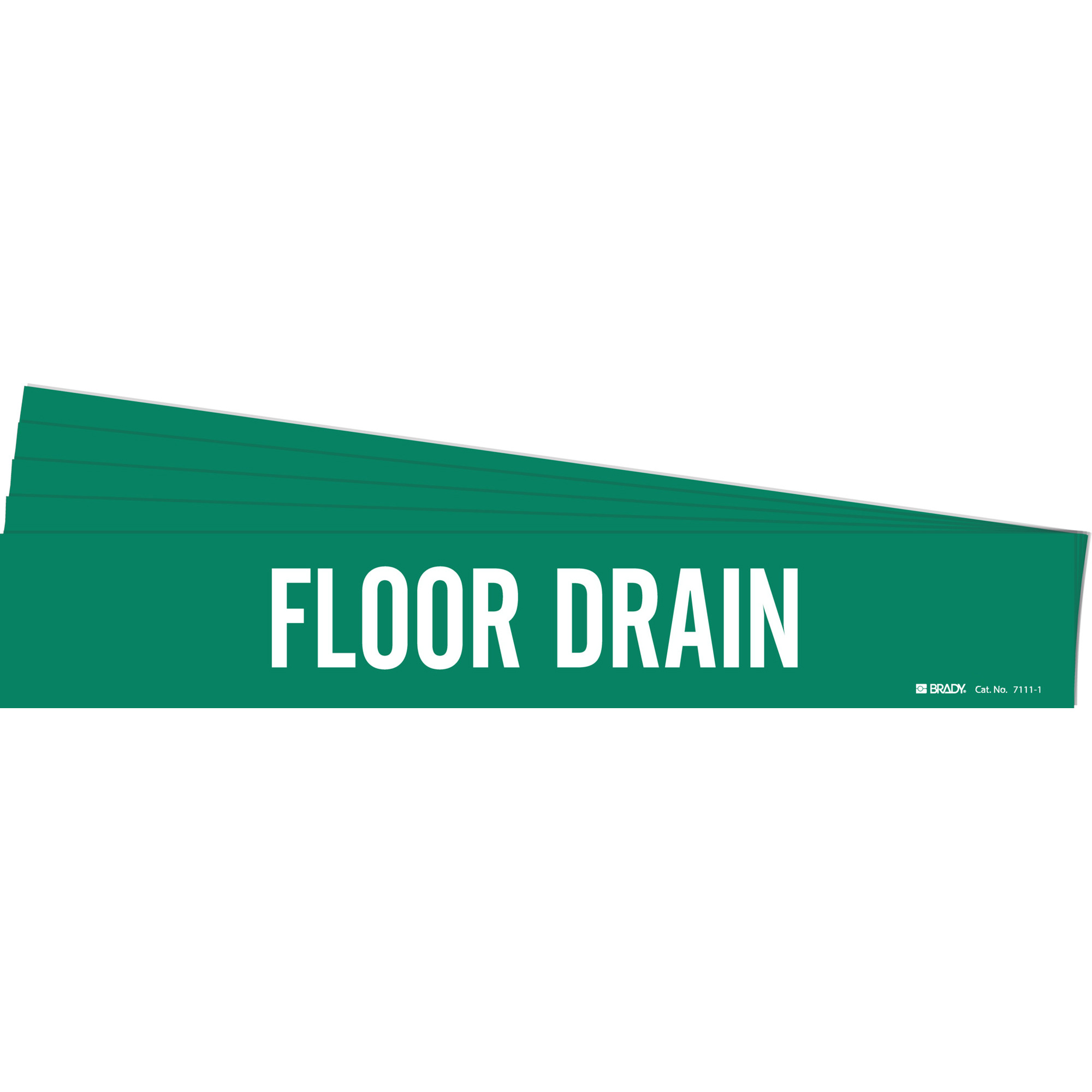 Marqueur de tuyau «Floor Drain», Autocollant, 2-1/4" h x 14" la, Blanc/vert