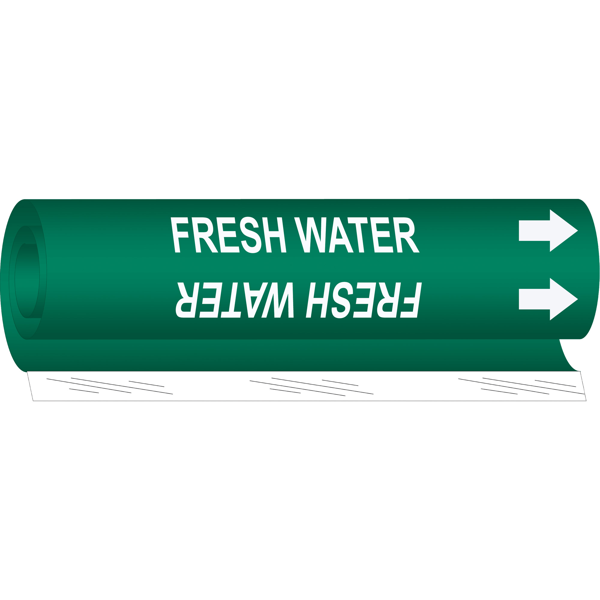 Marqueur de tuyau «Fresh Water», Enveloppant, 5" h x 8" la, Blanc/vert