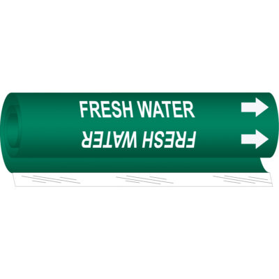 Marqueur de tuyau «Fresh Water», Enveloppant, 9" h x 8" la, Blanc/vert