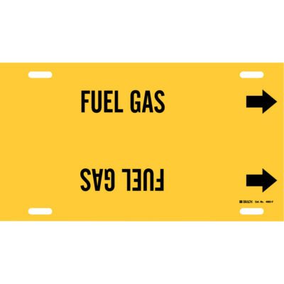 Marqueur de tuyau «Fuel Gas», À attacher, 8" h x 16" la, Noir sur jaune