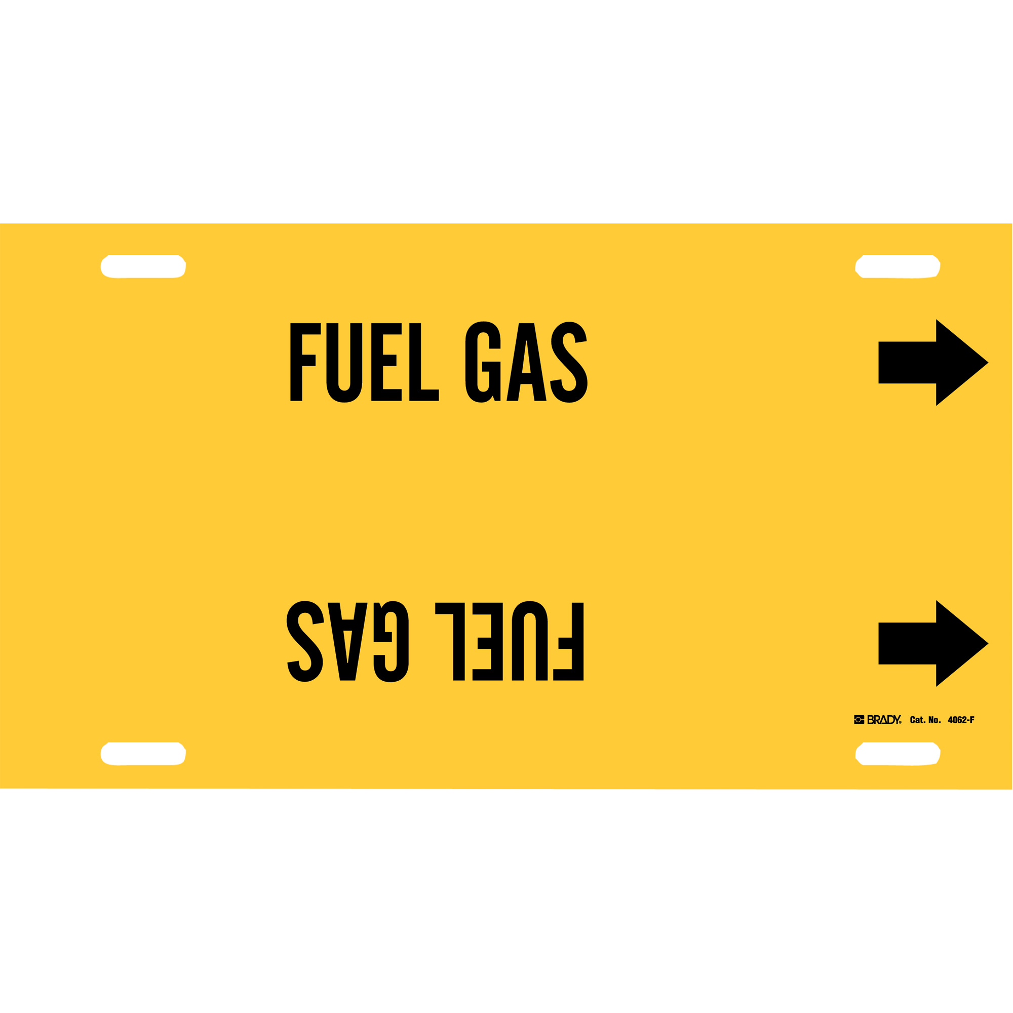 Marqueur de tuyau «Fuel Gas», À attacher, 8" h x 16" la, Noir sur jaune