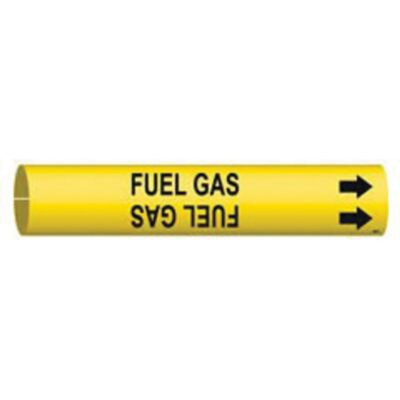 Marqueur de tuyau «Fuel Gas», À pression, 13/16" h x 13/16" la, Noir sur jaune