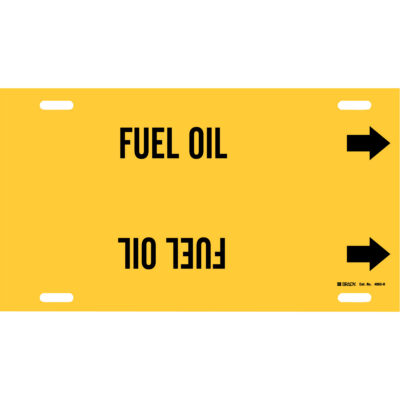 Marqueur de tuyau «Fuel Oil», À attacher, 10" h x 32" la, Noir sur jaune