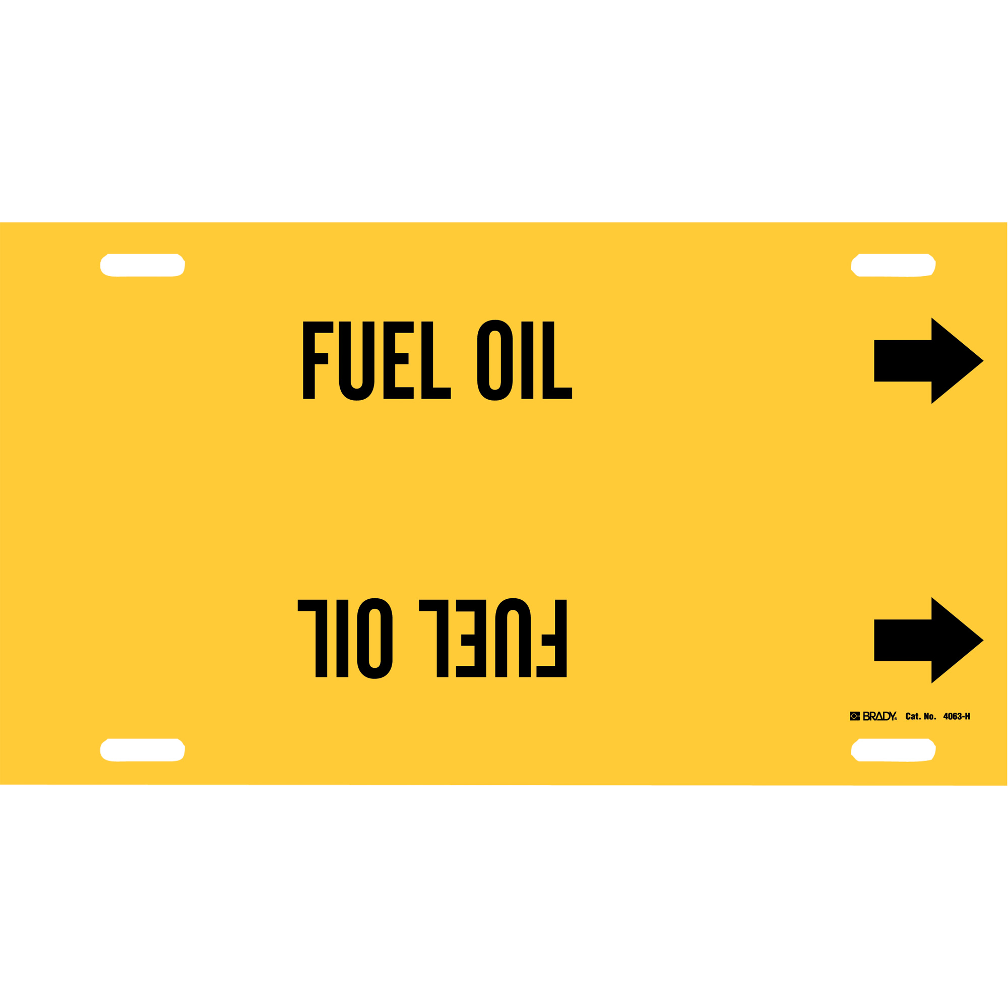 Marqueur de tuyau «Fuel Oil», À attacher, 10" h x 32" la, Noir sur jaune