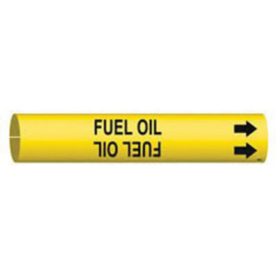 Marqueur de tuyau «Fuel Oil», À pression, 13/16" h x 13/16" la, Noir sur jaune