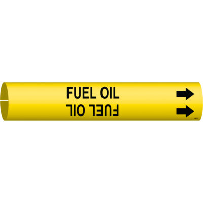 Marqueur de tuyau «Fuel Oil», À pression, 2-13/16" h x 2-13/16" la, Noir sur jaune