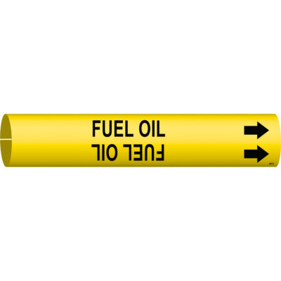 Marqueur de tuyau «Fuel Oil», À pression, 7/8" h x 7/8" la, Noir sur jaune