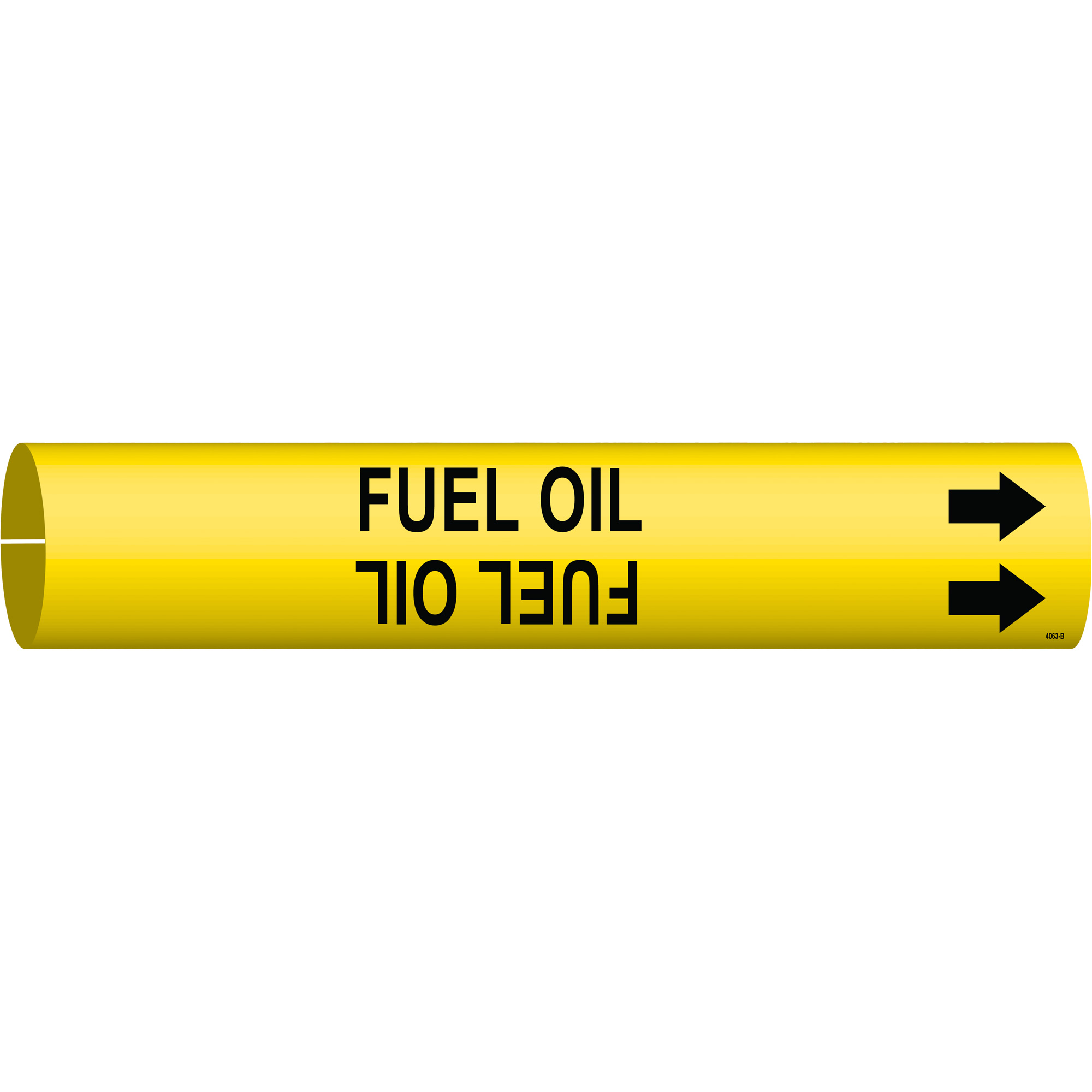 Marqueur de tuyau «Fuel Oil», À pression, 7/8" h x 7/8" la, Noir sur jaune